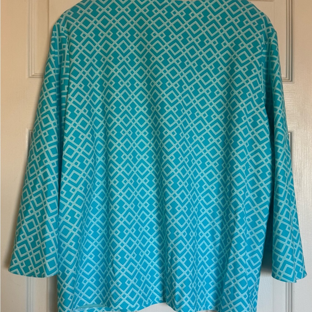 Jude Connally Turquoise Geometric Print Top - Picture 2 of 6